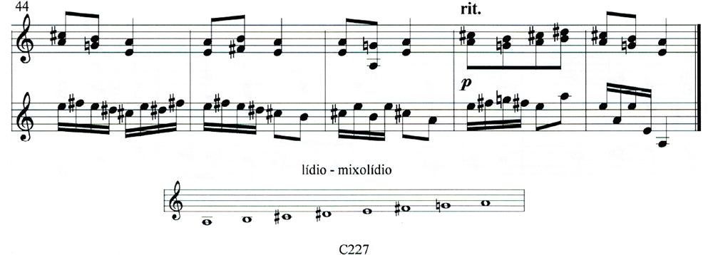Excerpt from "Duetos Modais" for Two Guitars by Ernst Mahle